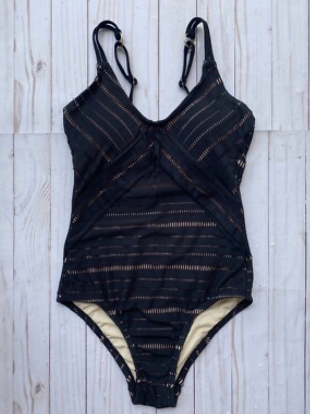 Kona Sol Black One-Piece Swimsuit NWT size medium